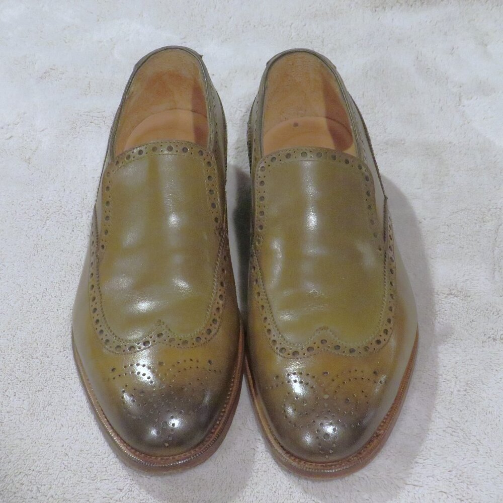 Edward Green x Leffot Wigmore Chameleon Burnished Antiqued Brogue Loafers 8D